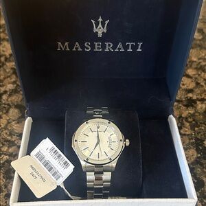Maserati Silver and White Watch
